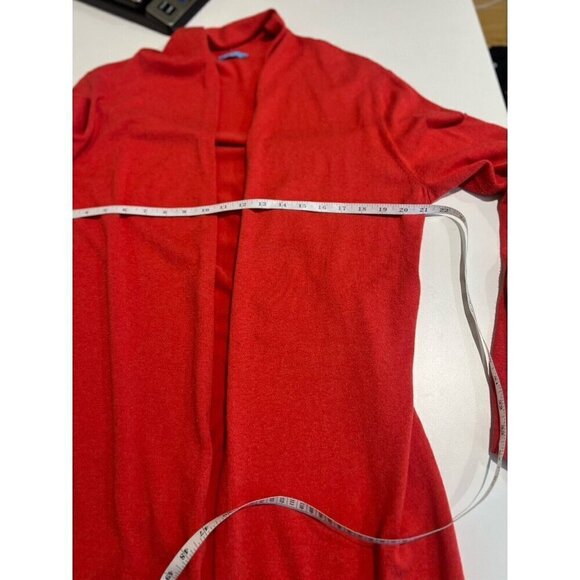 J MCLAUGHLIN Red Cotton Knit Open Front Longline Sweater Duster Cottagecore L - Picture 5 of 7